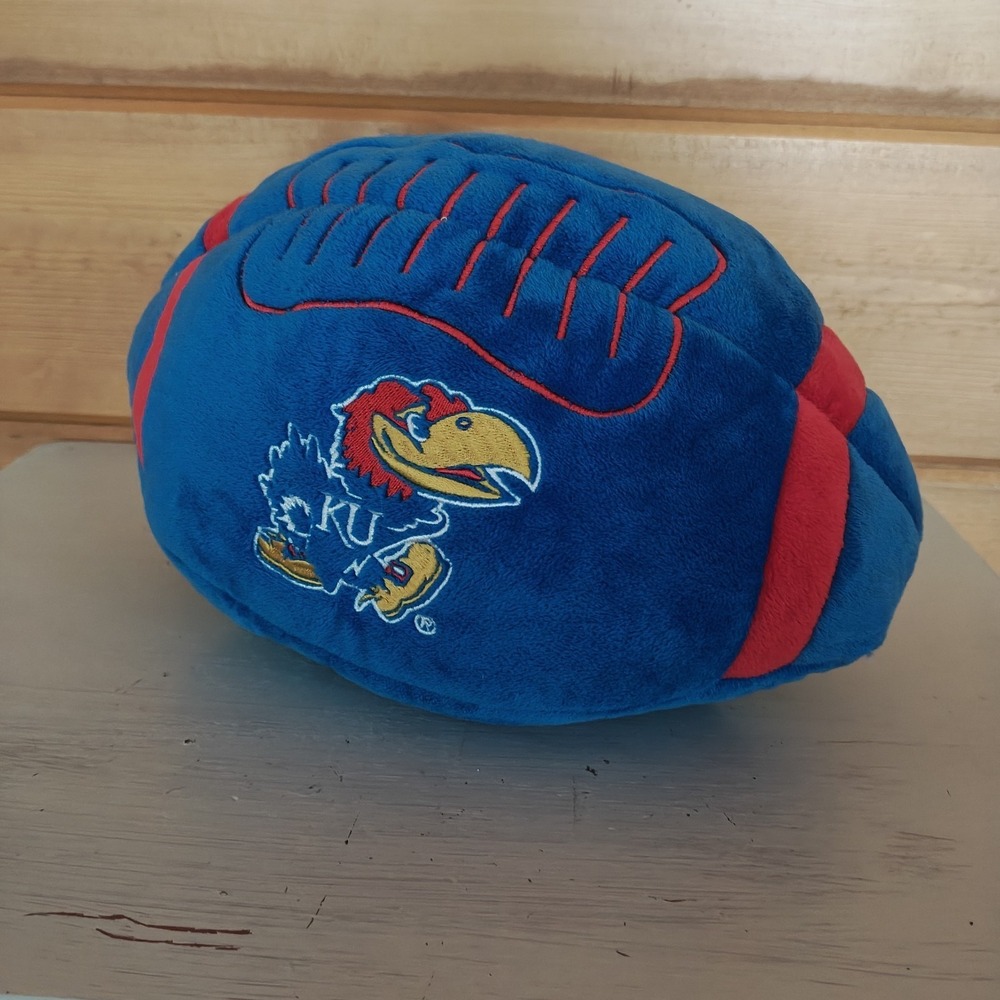 Vintage 12" KU Jayhawk Reversible Plush‎ Football Red Blue Kansas University D41